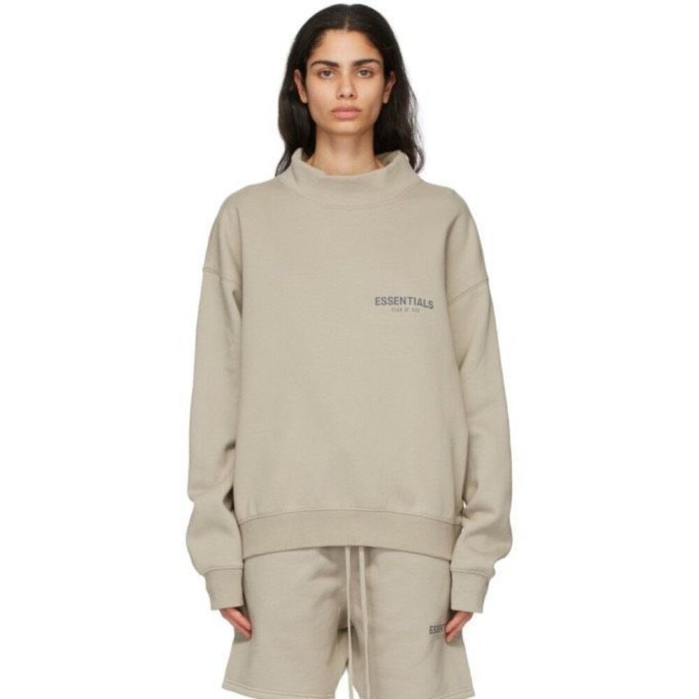 Essentials Beige‎ Mock Neck Pullover Sweatshirt Size Small